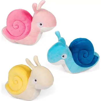 plyšák Plyšový šnek 20 cm – modrý, růžový a žluto‑bílý