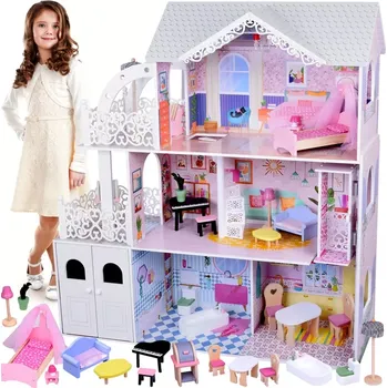 Domeček pro panenku Joko Velký dřevěný domeček pro panenky s výtahem LuxuryHome