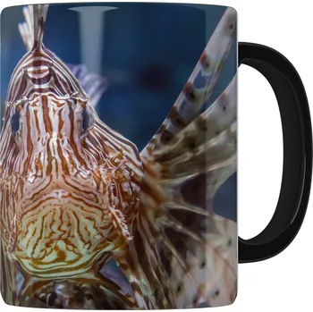 Keramický hrnek 330 ml HRNEK DOVOLENÁ VZPOMÍNKY EGYPT KORÁLOVÝ ÚTES RUDÉ MOŘE PERUTÝN LION FISH NAROZENINY DO PRÁCE NA KÁVU DO KANCELÁŘE S RYBOU