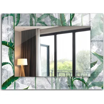 Zrcadlo Dekorativní zrcadlo do domu, bytu, kanceláře XXL 80x60 cm - Zelené listy rostlin