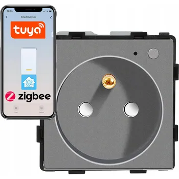 Elektrická zásuvka MODUL INTELIGENTNÍ ZÁSUVKA 230V S KOLÍKEM ŠEDÁ ZigBee 1F