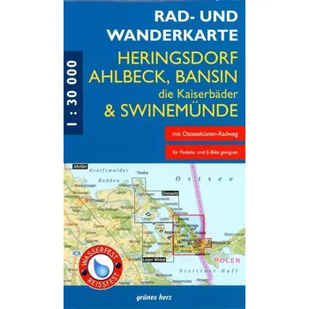 Rad- und Wanderkarte Heringsdorf, Ahlbeck, Bansin - Die Kaiserbäder und Swinemünde [DE] (2022, Karta, Verlag grünes Herz)