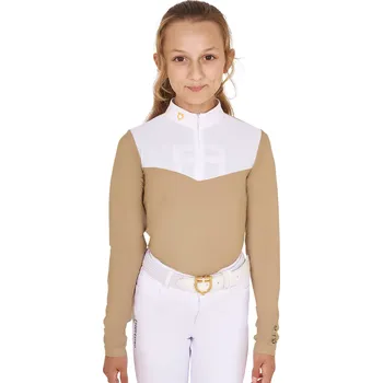 Jezdecké oblečení EQUESTRO Triko závodní Mesh Equestro, dívčí, beige 14 let