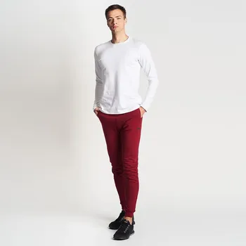 Pánské tričko Pánské bílé bavlněné tričko s dlouhým rukávem Cuna L