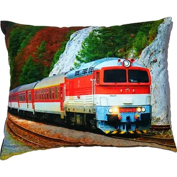 Dekorativní polštářek Polštářek s vlakem lokomotivou 757 004-7 (polštář lokomotiva , železnice , vláček , lokálka)