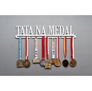 Věšák Táta na medaili #1 - BÍLÝ Věšák na medaile 60 cm