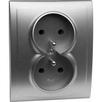 Elektrická zásuvka Polmark VEGA Dvojitá zásuvka s uzemněním, stříbrná barva