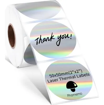 Samolepící etiketa Náhradní barevné štítky do tiskárny Phomemo D520BT – Holografické stříbrné, 50 x 50 mm (2x2") 50 x 50 mm (2x2")