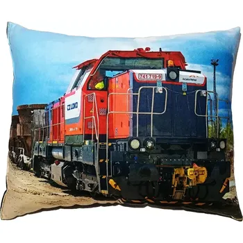 Dekorativní polštářek Polštářek s vlakem lokomotivou 741 719-9 (polštář lokomotiva , železnice , vláček , lokálka)