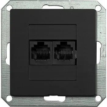 Elektrická zásuvka PRESTIGE dvojitá internetová zásuvka 2 x RJ-45 modul ČERNÁ