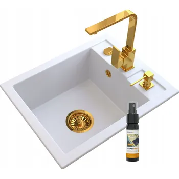 Granitový dřez Jednokomorový dřez Granitan BEST ZLATÝ granit bílý