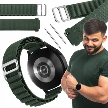 Příslušenství k chytrým hodinkám Řemínek pro Amazfit BIP 5 Unity chytré hodinky khaki řemínek 22mm s teleskopy