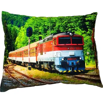 Dekorativní polštářek Polštářek s vlakem lokomotivou 757 005-4 (polštář lokomotiva , železnice , vláček , lokálka)