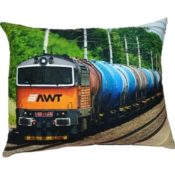 Dekorativní polštářek Polštářek s vlakem lokomotivou 753 714-5 (polštář lokomotiva , železnice , vláček , lokálka)