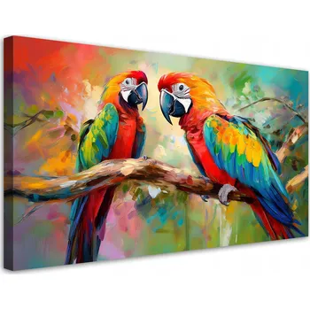 Obraz Obraz na plátně Papoušci Ptáci Zvířata Barevná 80x40
