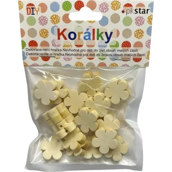Dětské navlékací korálky Dřevěné korálky - Květina - 20 mm - 20 ks - PK510-37