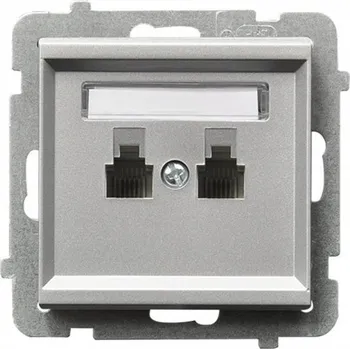 Elektrická zásuvka Telefonní zásuvka nástěnná Ospel stříbrná