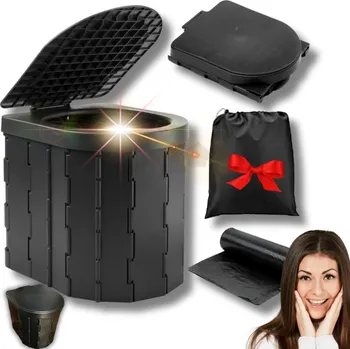 Zabezpečení domácnosti PŘENOSNÁ TURISTICKÁ TOALETA SKLÁDACÍ KEMPINGOVÁ CESTOVNÍ WC KYBLÍK!