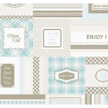 Tapeta Omyvatelná vinylová tapeta do kuchyně – nápisy, béžová, Máta