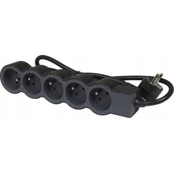 Napájecí kabel Prodlužovací Kabel 5 zásuvek 2P s 3m kabelem Černý Legrand 049493