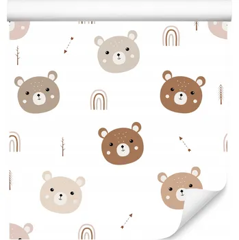 Fototapeta Dětská Tapeta v Roli MEDVÍDCI Duha Boho Styl Zvířata Dekorace