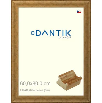 Rám na obraz DANTIK rámeček 60x80 | HRAD zlatá patina (Plexi Čiré) (Vyrobeno s láskou u nás v DANTIKU)