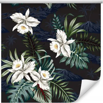 Fototapeta Tapeta do obýváku tropické KVĚTY listy palmy