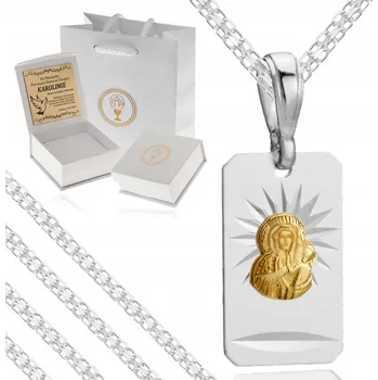 Řetízek STŘÍBRNÝ ŘETÍZEK + MEDAILON Matka Boží 925 DÁREK PRO CHLAPCE NA KŘTINY