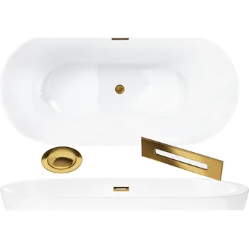 Vana VOLNĚ STOJÍCÍ AKRYLÁTOVÁ VANA 160x74 SYFON ZLATÝ ODPAD KLIK KLAK CORSAN