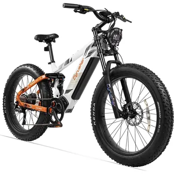 Elektrokolo Cyrusher Ranger 2.0 celoodpružené horské elektrokolo Fatbike pro všechny terény bílé (Baterie LG 1040Wh)