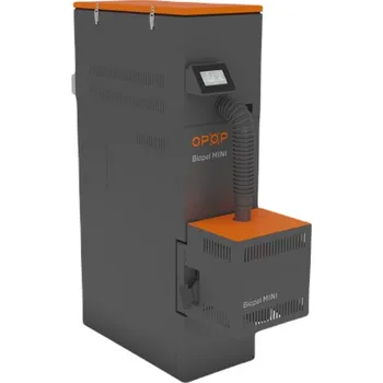 Kotel Kotel na pelety OPOP Biopel Mini Tower SET 15/V9 řídící jednotka, 15 kW, kompaktní násypka na 40 kg pelet, SVT 25301