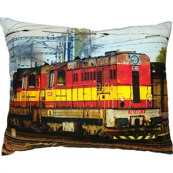 Dekorativní polštářek Polštářek s vlakem lokomotivou 742 435-1 (polštář lokomotiva , železnice , vláček , lokálka)