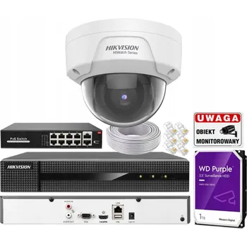 Bezpečnostní kamera Kopulovitá IP kamera (dome) Hikvision IP 8 Mpx, Venkovní, 1x HWI-D180H, 8kanálový rekordér Hiwatch 8 Mpx
