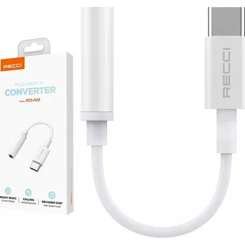 Audio kabel ADAPTÉR / PŘEVODNÍK AUDIO USB-C TYP-C NA MINI JACK 3.5MM AUX RECCI