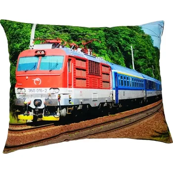 Dekorativní polštářek Polštářek s vlakem lokomotivou 350 016-2 (polštář lokomotiva , železnice , vláček , lokálka)
