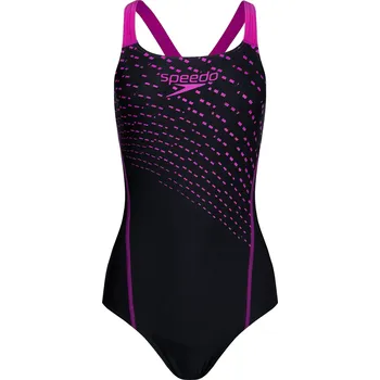 Dámské plavky Dámské jednodílné plavky Speedo Medley Logo černo-fialové, velikost 30