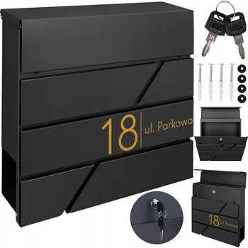 Poštovní schránka MODERNÍ POŠTOVNÍ SCHRÁNKA ČERNÁ + ZLATÝ VZOR