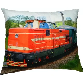 Dekorativní polštářek Polštářek s vlakem lokomotivou T444 162 (polštář lokomotiva , železnice)