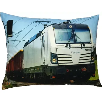 Dekorativní polštářek Polštářek s vlakem lokomotivou 193 823 Vectron (polštář lokomotiva , železnice , vláček , lokálka)