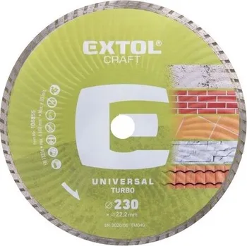 Řezný kotouč Kotouč diamantový řezný turbo, 230x22,2mm, suché i mokré řezání, EXTOL CRAFT