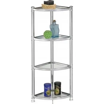 regál Koupelnový regál Metlex bezbarvý, stříbrný, šedý 34 x 34 x 112 cm