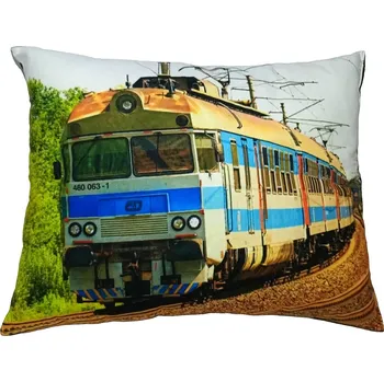 Dekorativní polštářek Polštářek s vlakem lokomotivou 460 063-1 (polštář lokomotiva , železnice , vláček , lokálka)