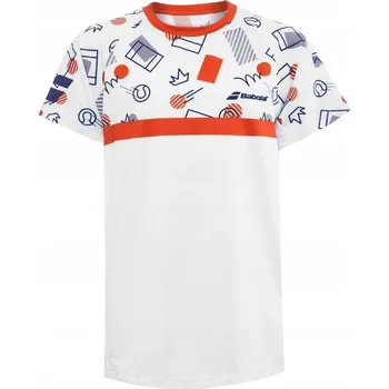 Pánské tričko TRIČKO BABOLAT COMPETE CREW NECK TEE BOY WH/PUREED PUMPKIN 128