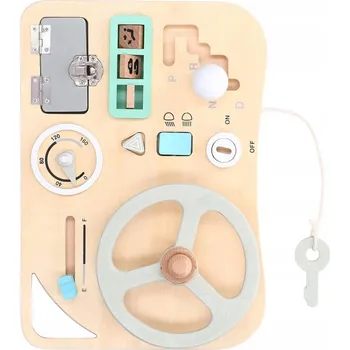 Dřevěná hračka Dřevěná Senzorická Manipulační Tabule Montessori Volant Auto 11v1