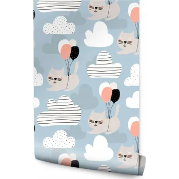 Tapeta Tapeta na zeď do dětského pokoje – koťátka s balónky