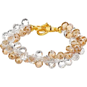 Náramek Pozlacený náramek z mosazi se skleněnými detaily - AR541-0993