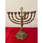 Starý mosazný židovský svícen 9ramenný