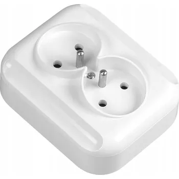 Elektrická zásuvka Timex Tyrkysová Dvojitá Zásuvka Nástěnná s Uzemněním Bílá Gnt-6T