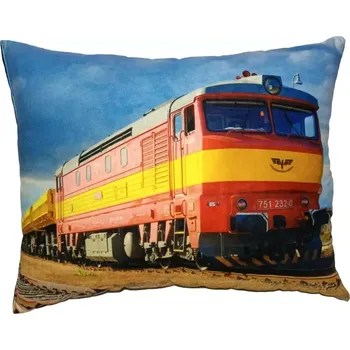 Dekorativní polštářek Polštářek s vlakem lokomotivou 751 232-0 (polštář lokomotiva , železnice , vláček , lokálka)
