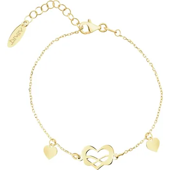 Náramek Pozlacený stříbrný náramek - srdce, nekonečno - AP540-6604